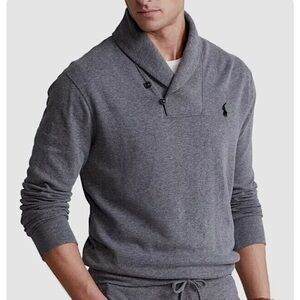 Polo Ralph Lauren Men's Luxury Jersey Shawl Pullover - Flannel Heather